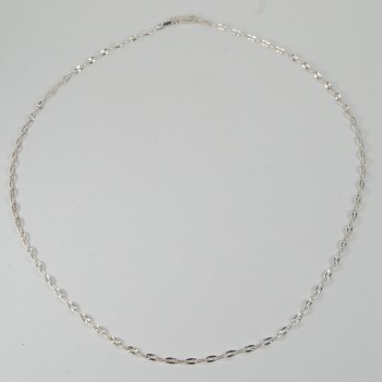 Sterling Silver Oval Daimond Cut Link Necklet 20Inch